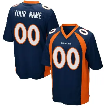 ＃00 Men's Custom Navy Blue Game Denver Broncos Alternate Jersey