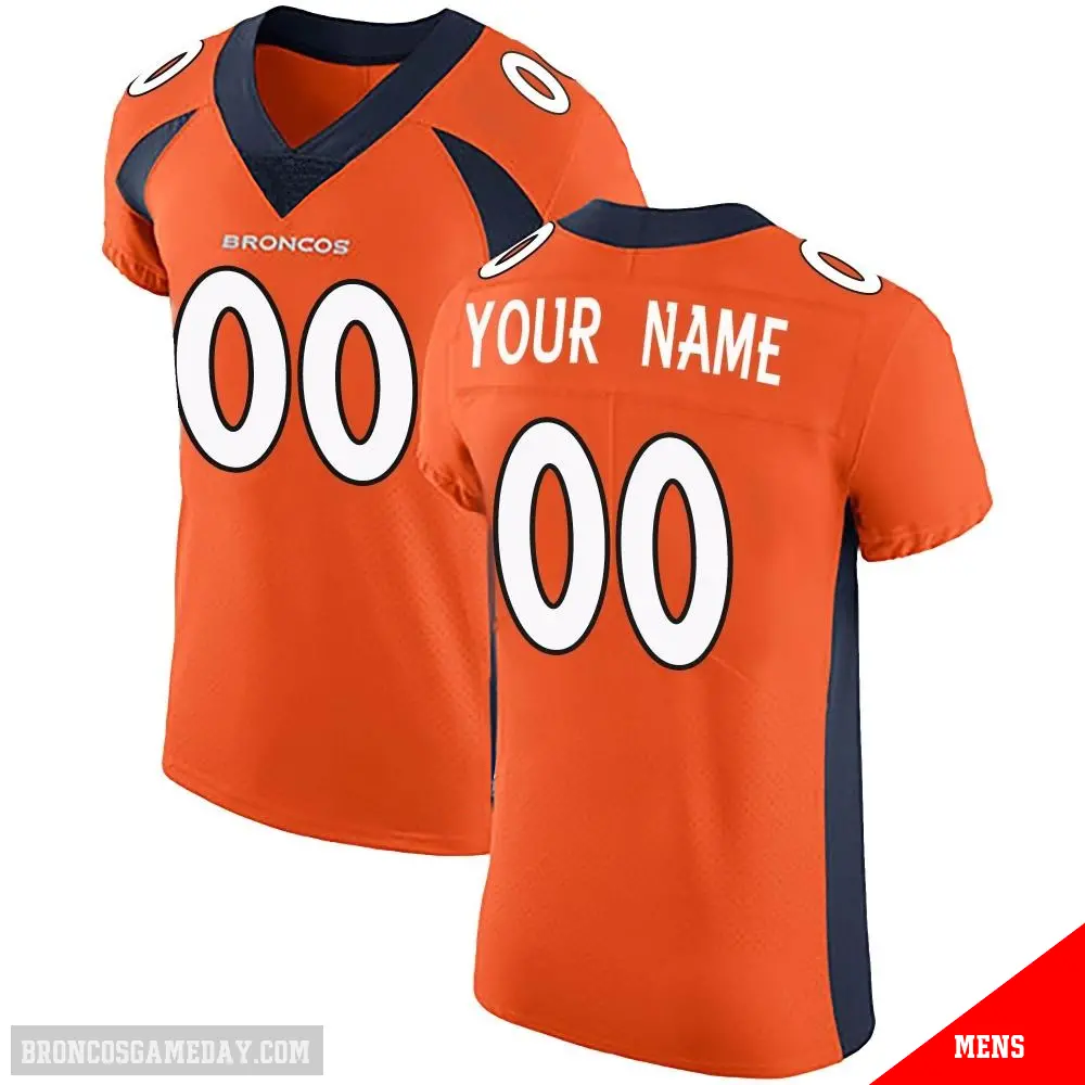 ＃00 Men's Custom Orange Elite Denver Broncos Team Color Vapor Untouchable Jersey