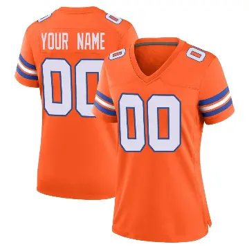 ＃00 Women's Custom Orange Game Denver Broncos Alternate Mile High Collection 1977 Throwback Jersey