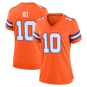＃10 Women's Bo Nix Orange Game Denver Broncos Alternate Mile High Collection 1977 Throwback Jersey