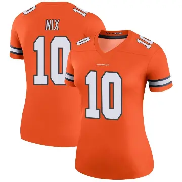 ＃10 Women's Bo Nix Orange Legend Denver Broncos Color Rush Jersey