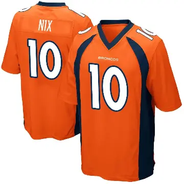 ＃10 Youth Bo Nix Orange Game Denver Broncos Team Color Jersey