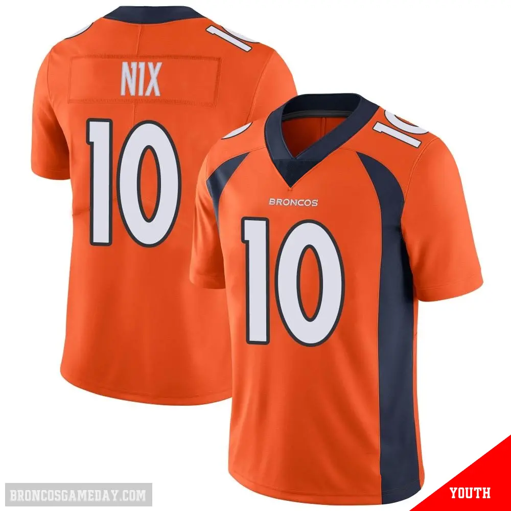 ＃10 Youth Bo Nix Orange Limited Denver Broncos Team Color Vapor Untouchable Jersey