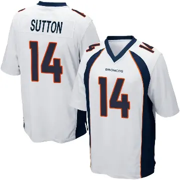 ＃14 Men's Courtland Sutton White Game Denver Broncos Jersey