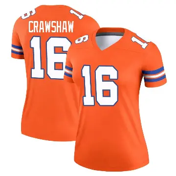 ＃16 Women's Jeremy Crawshaw Orange Legend Denver Broncos Alternate Mile High Collection 1977 Throwback Jersey