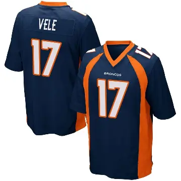 ＃17 Youth Devaughn Vele Navy Blue Game Denver Broncos Alternate Jersey
