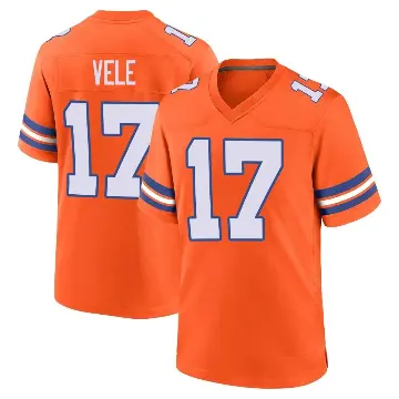 ＃17 Youth Devaughn Vele Orange Game Denver Broncos Alternate Mile High Collection 1977 Throwback Jersey