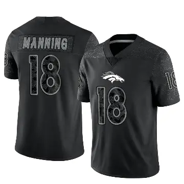＃18 Men's Peyton Manning Black Limited Denver Broncos Reflective Jersey