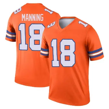 ＃18 Men's Peyton Manning Orange Legend Denver Broncos Alternate Mile High Collection 1977 Throwback Jersey