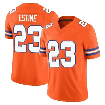 ＃23 Men's Audric Estime Orange Limited Denver Broncos Alternate Vapor F.U.S.E. Mile High Collection 1977 Throwback Jersey