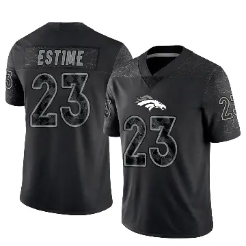 ＃23 Youth Audric Estime Black Limited Denver Broncos Reflective Jersey