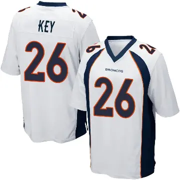 ＃26 Youth Devon Key White Game Denver Broncos Jersey