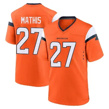 ＃27 Youth Damarri Mathis Orange Game Denver Broncos Jersey