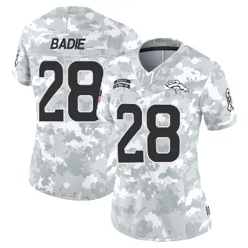 ＃28 Women's Tyler Badie Arctic Camo Limited Denver Broncos 2024 Salute to Service Jersey