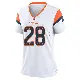 ＃28 Women's Tyler Badie White Game Denver Broncos 2nd Jersey