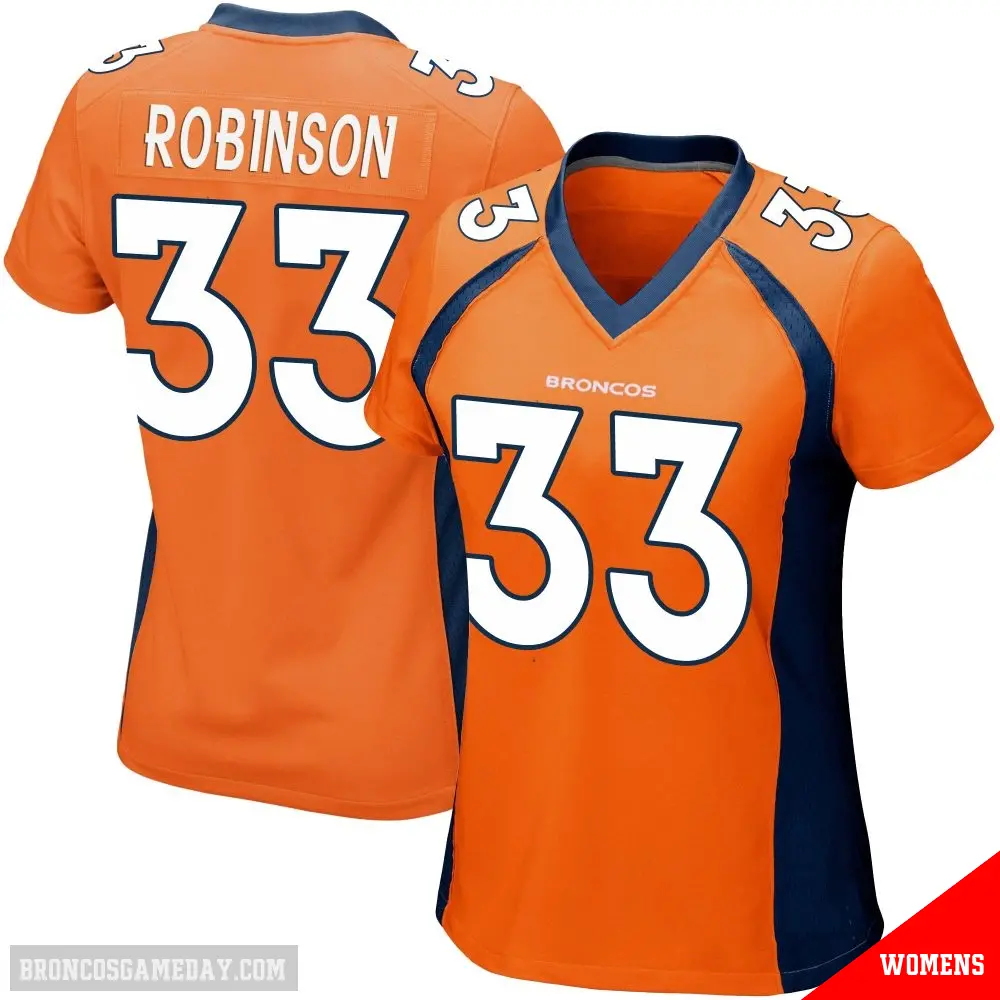 ＃33 Women's Jaden Robinson Orange Game Denver Broncos Team Color Jersey