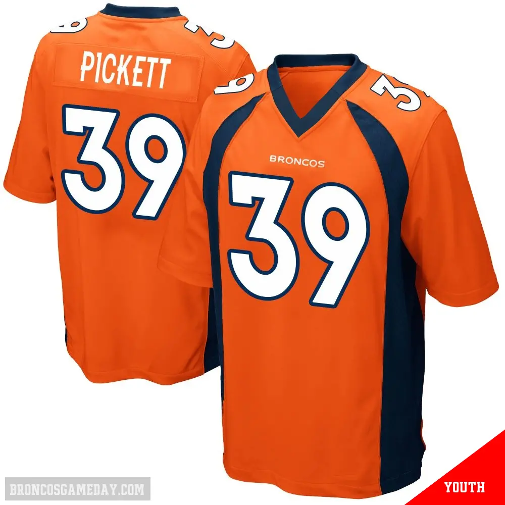 ＃39 Youth Joshua Pickett Orange Game Denver Broncos Team Color Jersey