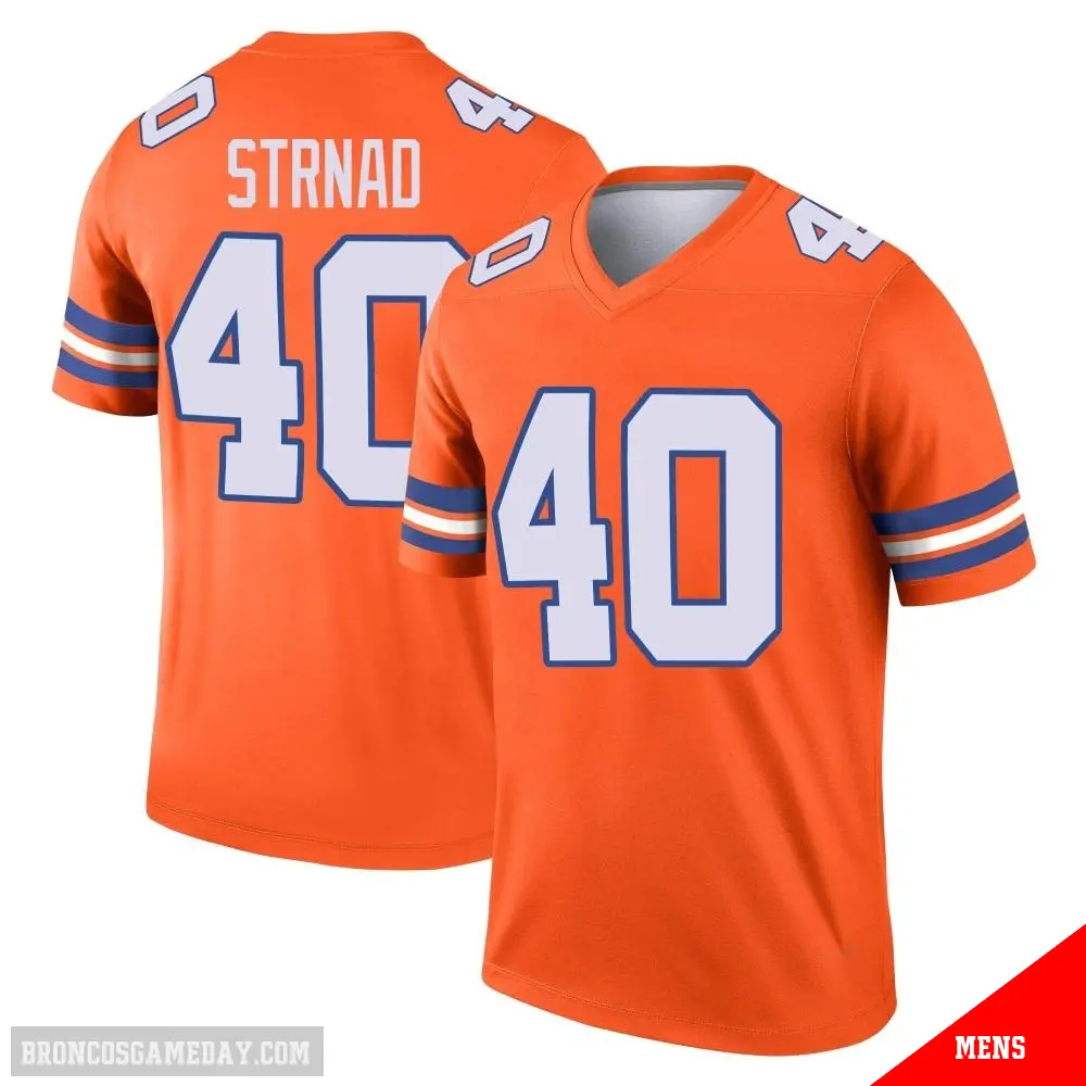＃40 Men's Justin Strnad Orange Legend Denver Broncos Alternate Mile High Collection 1977 Throwback Jersey