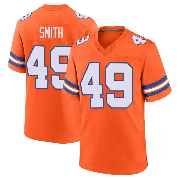 ＃49 Men's Dennis Smith Orange Game Denver Broncos Alternate Mile High Collection 1977 Throwback Jersey