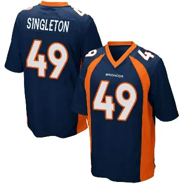 ＃49 Youth Alex Singleton Navy Blue Game Denver Broncos Alternate Jersey