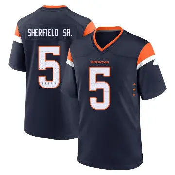 ＃5 Men's Trent Sherfield Sr. Navy Game Denver Broncos Alternate Jersey