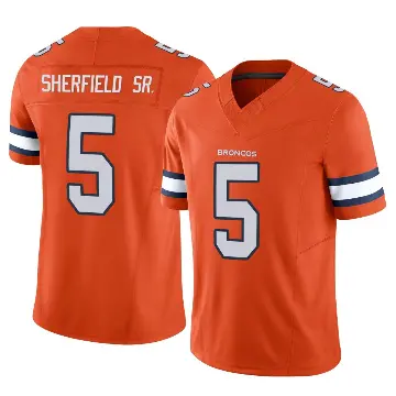 ＃5 Men's Trent Sherfield Sr. Orange Limited Denver Broncos Vapor F.U.S.E. Jersey