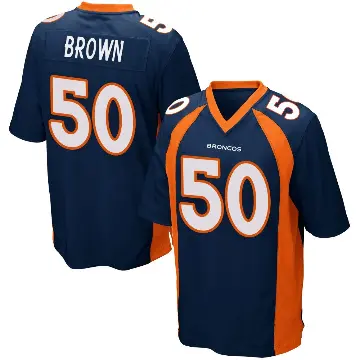 ＃50 Youth JB Brown Navy Blue Game Denver Broncos Alternate Jersey
