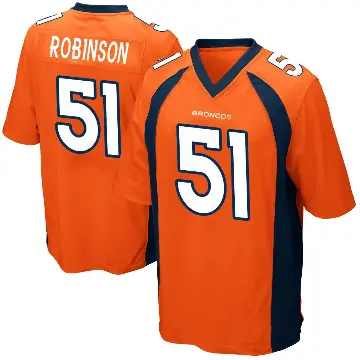 ＃51 Men's Que Robinson Orange Game Denver Broncos Team Color Jersey