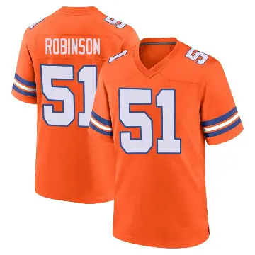 ＃51 Youth Que Robinson Orange Game Denver Broncos Alternate Mile High Collection 1977 Throwback Jersey
