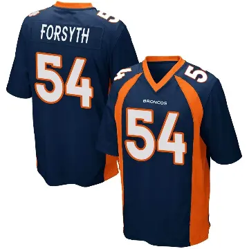 ＃54 Youth Alex Forsyth Navy Blue Game Denver Broncos Alternate Jersey