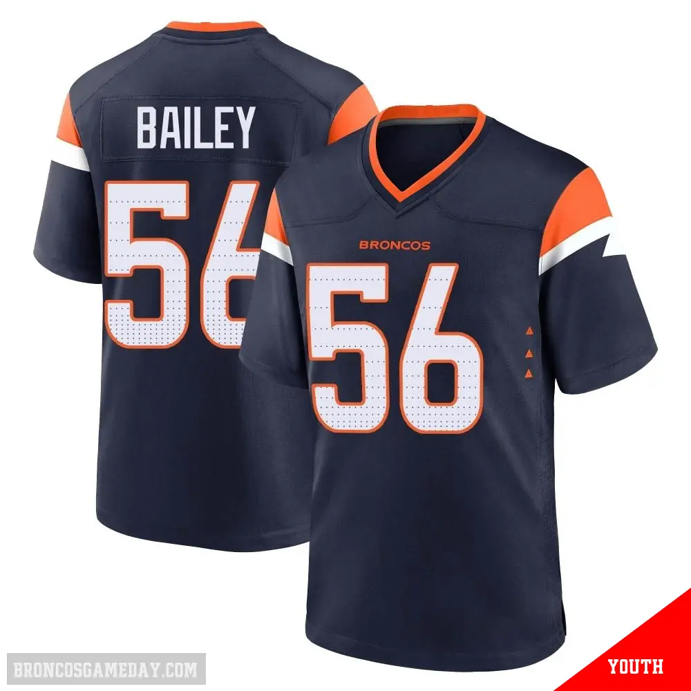 ＃56 Youth Levelle Bailey Navy Game Denver Broncos Alternate Jersey