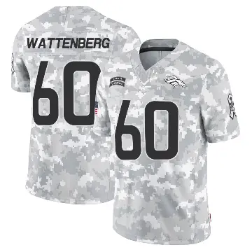 ＃60 Men's Luke Wattenberg Arctic Camo Limited Denver Broncos 2024 Salute to Service Jersey