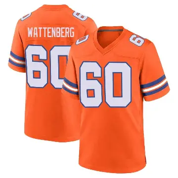 ＃60 Youth Luke Wattenberg Orange Game Denver Broncos Alternate Mile High Collection 1977 Throwback Jersey