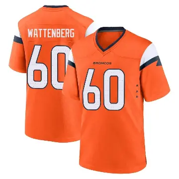 ＃60 Youth Luke Wattenberg Orange Game Denver Broncos Jersey