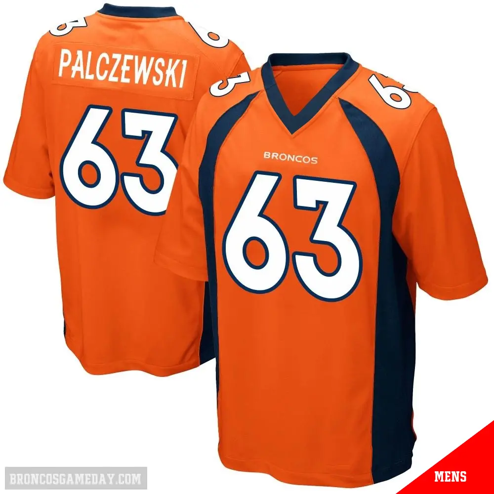 ＃63 Men's Alex Palczewski Orange Game Denver Broncos Team Color Jersey