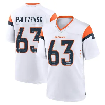 ＃63 Men's Alex Palczewski White Game Denver Broncos 2nd Jersey