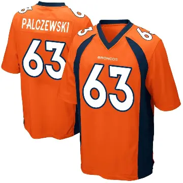 ＃63 Youth Alex Palczewski Orange Game Denver Broncos Team Color Jersey