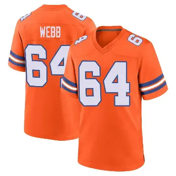 ＃64 Youth Clay Webb Orange Game Denver Broncos Alternate Mile High Collection 1977 Throwback Jersey