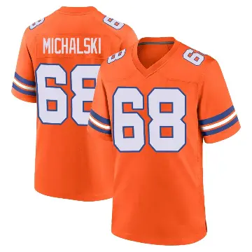 ＃68 Youth Joe Michalski Orange Game Denver Broncos Alternate Mile High Collection 1977 Throwback Jersey
