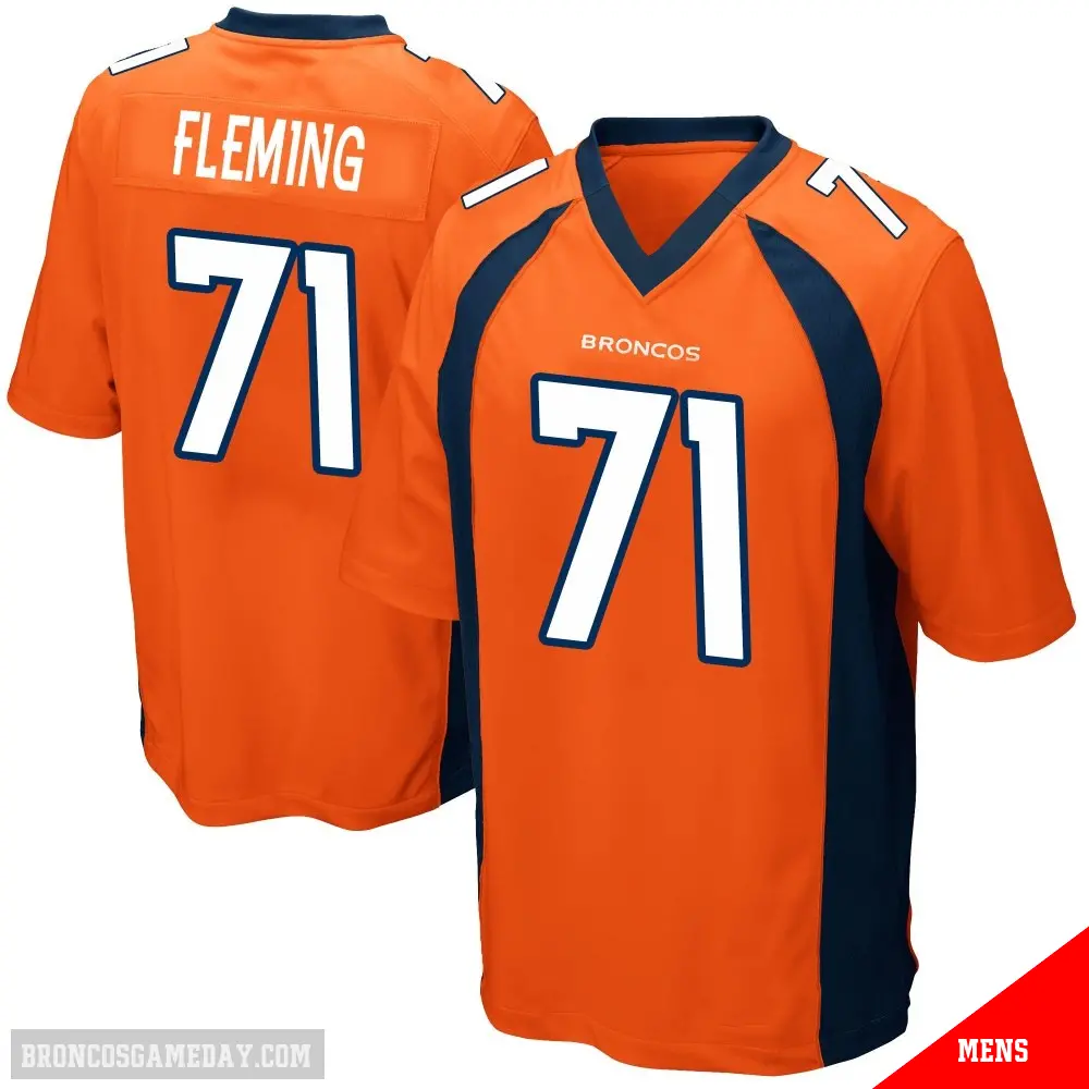 ＃71 Men's Cam Fleming Orange Game Denver Broncos Team Color Jersey