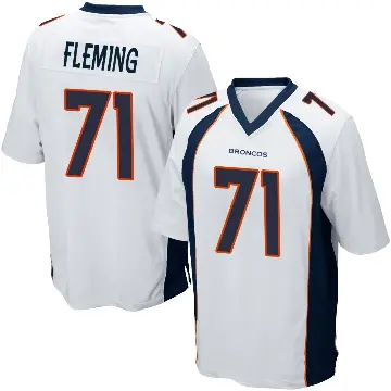 ＃71 Men's Cam Fleming White Game Denver Broncos Jersey