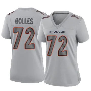 ＃72 Women's Garett Bolles Gray Game Denver Broncos Atmosphere Fashion Jersey
