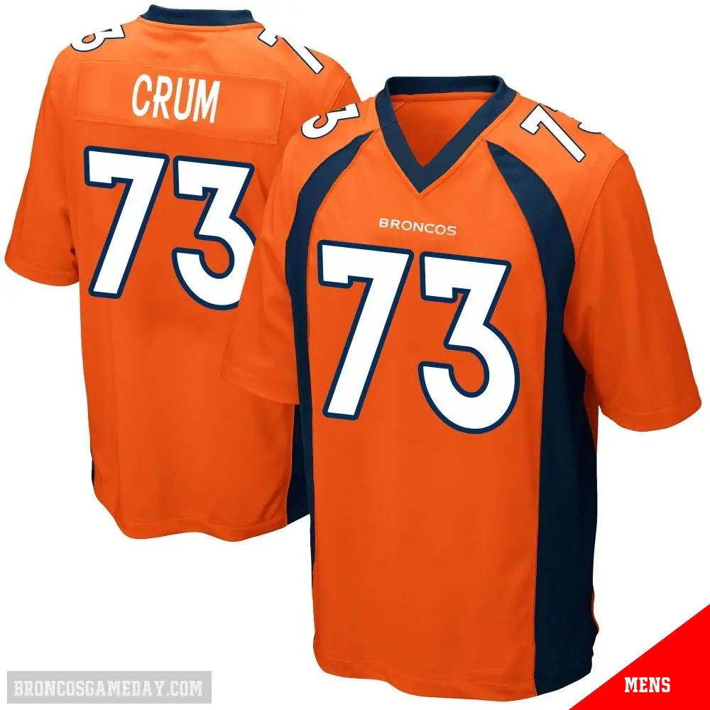 ＃73 Men's Frank Crum Orange Game Denver Broncos Team Color Jersey
