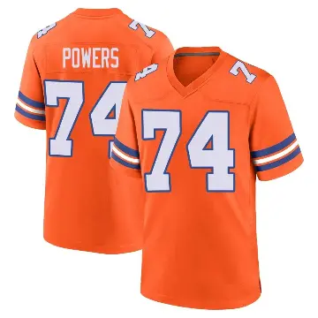 ＃74 Men's Ben Powers Orange Game Denver Broncos Alternate Mile High Collection 1977 Throwback Jersey