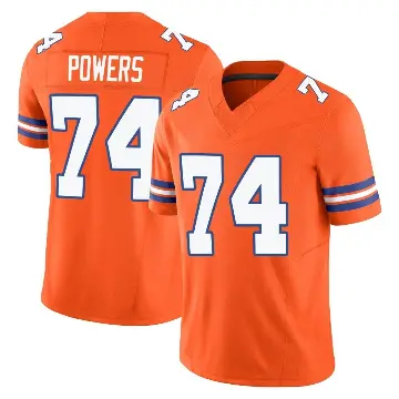 ＃74 Youth Ben Powers Orange Limited Denver Broncos Alternate Vapor F.U.S.E. Mile High Collection 1977 Throwback Jersey