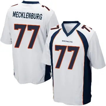 ＃77 Men's Karl Mecklenburg White Game Denver Broncos Jersey
