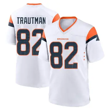 ＃82 Youth Adam Trautman White Game Denver Broncos 2nd Jersey