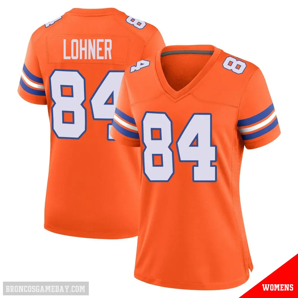 ＃84 Women's Caleb Lohner Orange Game Denver Broncos Alternate Mile High Collection 1977 Throwback Jersey
