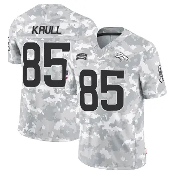 ＃85 Men's Lucas Krull Arctic Camo Limited Denver Broncos 2024 Salute to Service Jersey