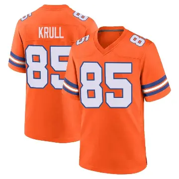 ＃85 Men's Lucas Krull Orange Game Denver Broncos Alternate Mile High Collection 1977 Throwback Jersey